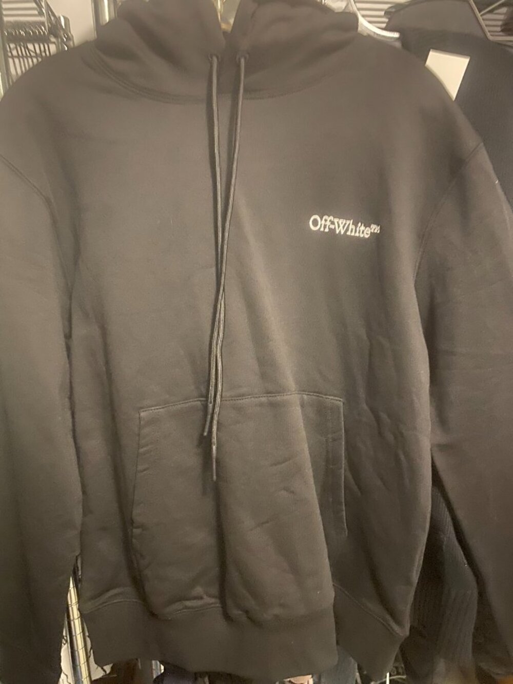 Off-White Black Outline Diagonal Graphic Pullover Hoodie Size L - Picture 3 of 4